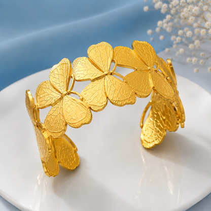 Gold-Plated Anti-Tarnish Stainless Steel Butterfly Cuff Bracelet for Women