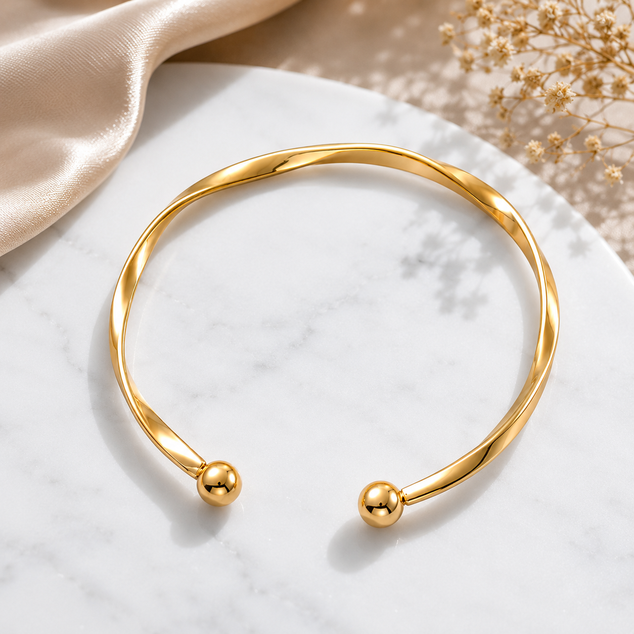 Gold Plated Anti-Tarnish Stainless Steel Contemporary Cuff Bracelet for Women