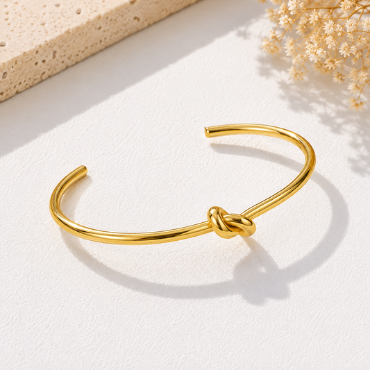 Gold Plated Anti-Tarnish Stainless Steel Contemporary Cuff Bracelet for Women