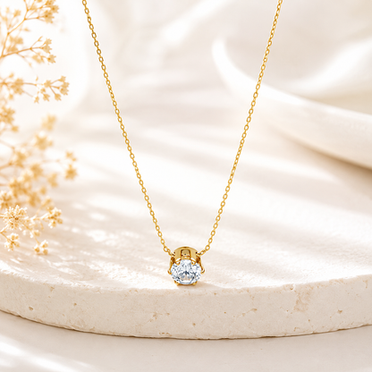 Gold-Plated Stainless Steel Anti-Tarnish Stone-Studded Hexagonal Pendant
