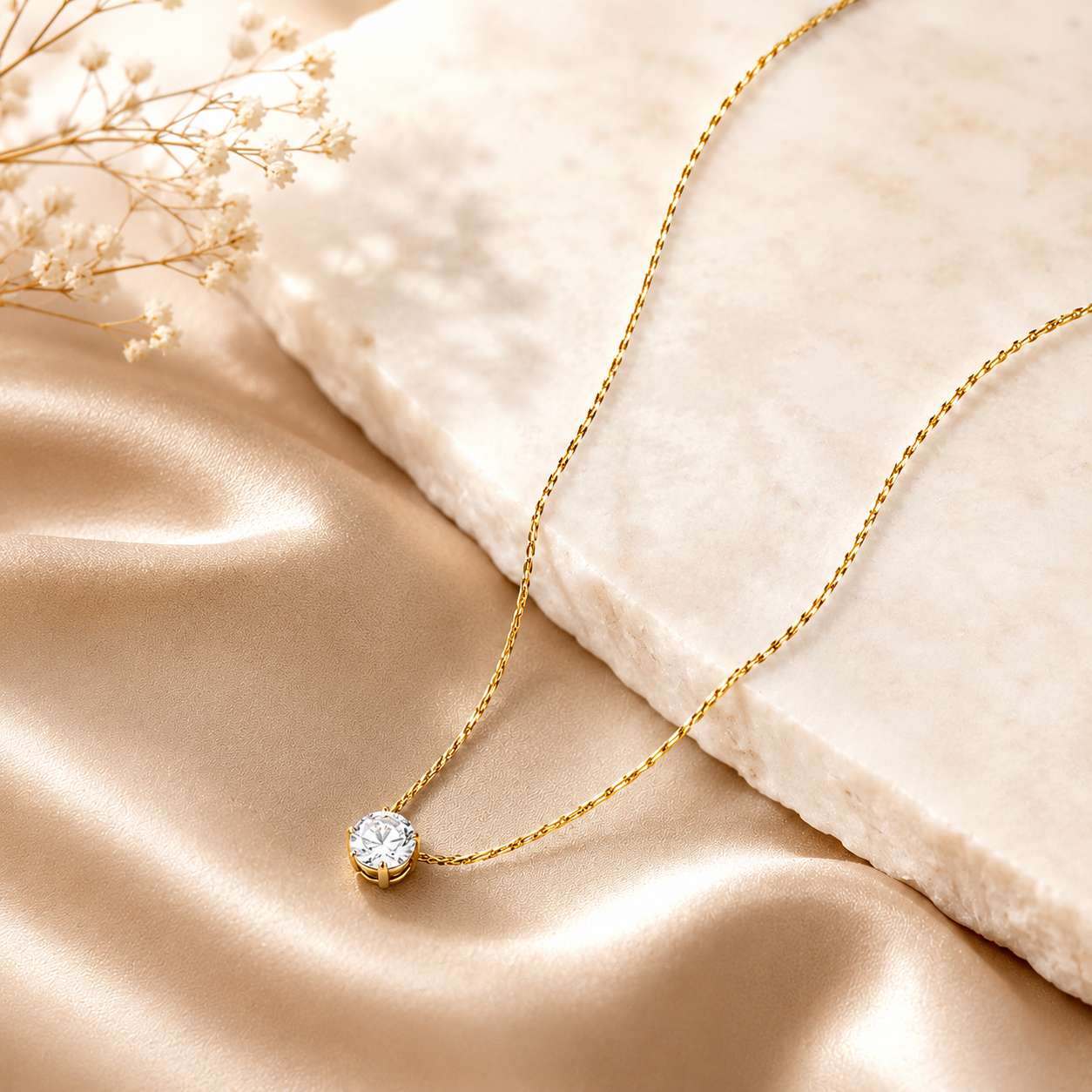 Gold-Plated Stainless Steel Anti-Tarnish Stone-Studded Hexagonal Pendant