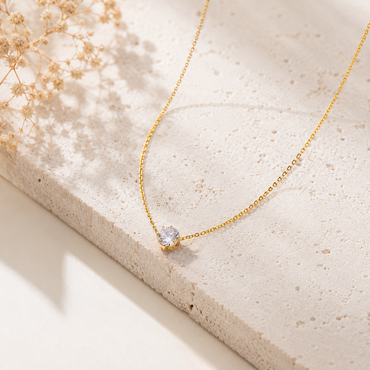 Gold-Plated Stainless Steel Anti-Tarnish Stone-Studded Hexagonal Pendant
