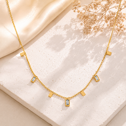 Gold-Plated Stainless Steel Anti-Tarnish Geometric Necklace for Women